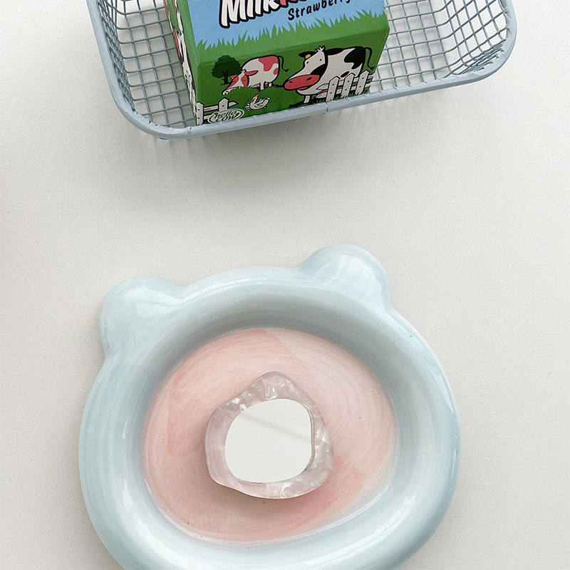 Καλλυντικό καθρέφτης για γάτες με αυτοκόλλητο σε μοτίβο κοχυλιού, φορητός, κατασκευή από πλαστικό, καθολικό στυλ, ουδέτερη μάρκα