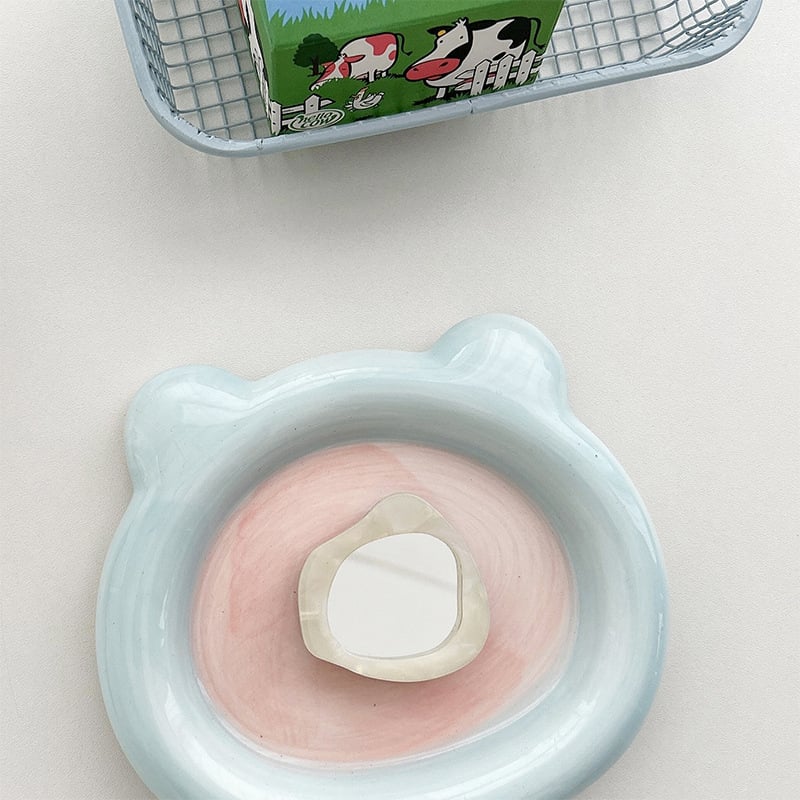 Καλλυντικό καθρέφτης για γάτες με αυτοκόλλητο σε μοτίβο κοχυλιού, φορητός, κατασκευή από πλαστικό, καθολικό στυλ, ουδέτερη μάρκα