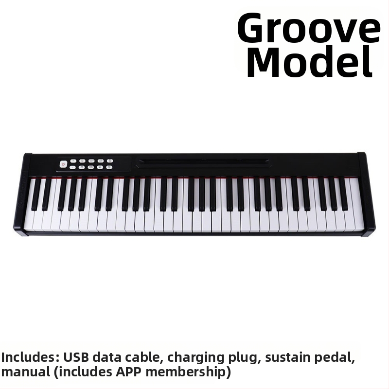 Portatīvs elektroniskais pianīns ar 61 taustiņiem, jutīga klaviatūra, Bluetooth MIDI, dubultie skaļruņi, 101–200 skaņas