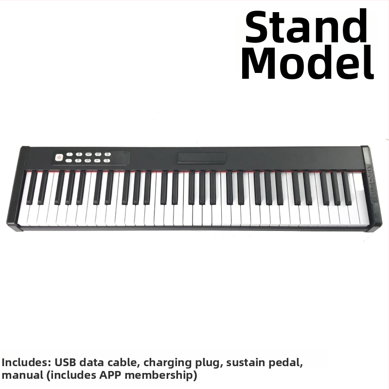 Portatīvs elektroniskais pianīns ar 61 taustiņiem, jutīga klaviatūra, Bluetooth MIDI, dubultie skaļruņi, 101–200 skaņas