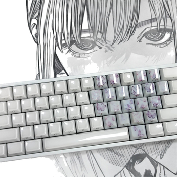 Keycap komplekts mehāniskajai tastatūrai 60/65/68, tauriņa sirds dizains, caurspīdīgs, oriģināla augstums, bez eļļošanas, saderīgs ar kruststabu stieņiem (MX tips), 20 taustiņi