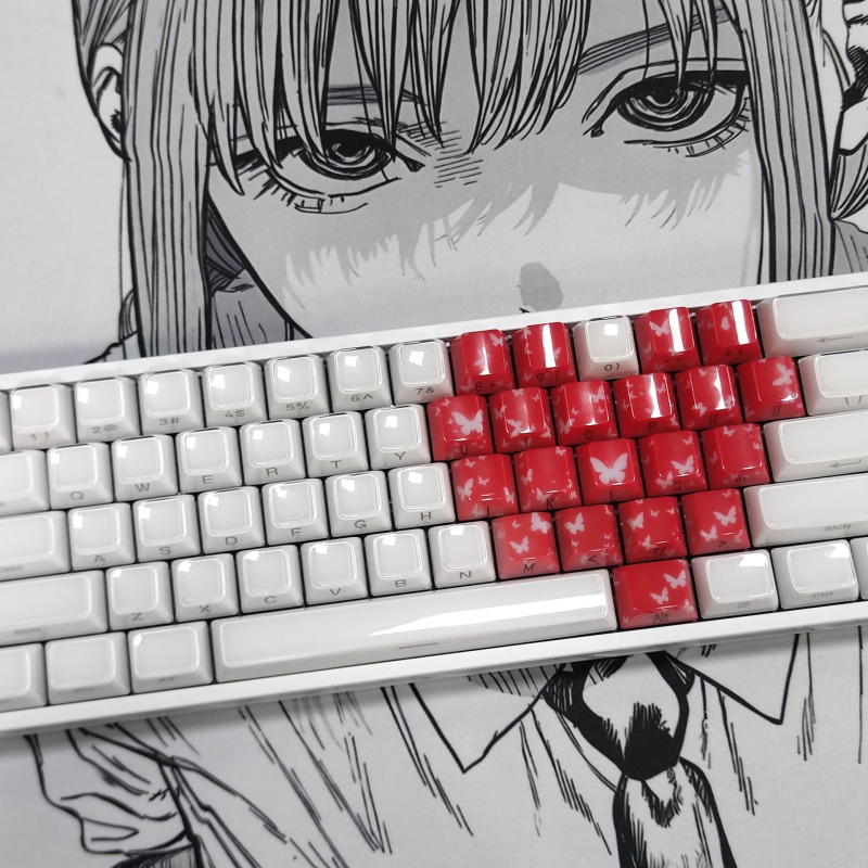 Keycap komplekts mehāniskajai tastatūrai 60/65/68, tauriņa sirds dizains, caurspīdīgs, oriģināla augstums, bez eļļošanas, saderīgs ar kruststabu stieņiem (MX tips), 20 taustiņi