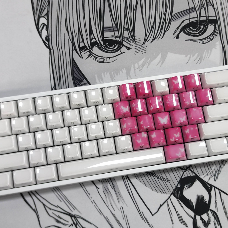 Keycap komplekts mehāniskajai tastatūrai 60/65/68, tauriņa sirds dizains, caurspīdīgs, oriģināla augstums, bez eļļošanas, saderīgs ar kruststabu stieņiem (MX tips), 20 taustiņi