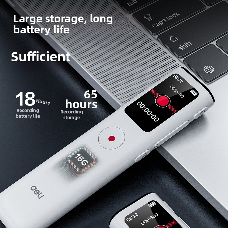 Deli MP305/MP306/MP307/MP308 Nešiojamos garso įrašymo priemonė su vienu paspaudimu įrašymu ir išmaniu triukšmo slopinimu, plastikinis korpusas, biurui ir namų naudotojams