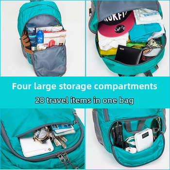 Pārgājienu mugursoma 25L, salokāma, ultra viegla, neilons, ūdensnecaurlaidīga, universāla