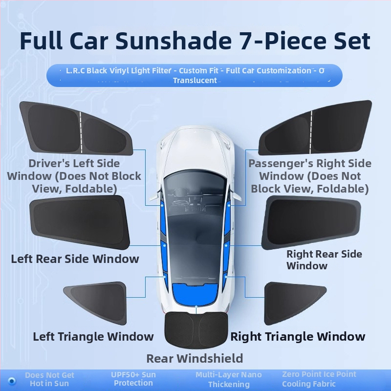 Parasolar auto pentru fereastra laterală Xiaomi Su7/Yu7 - intimitate, protecție solară și izolare termică; material: pânză cu luciu argintiu de înaltă calitate; montaj: ventuză; personalizare: da; imprimare logo disponibil.