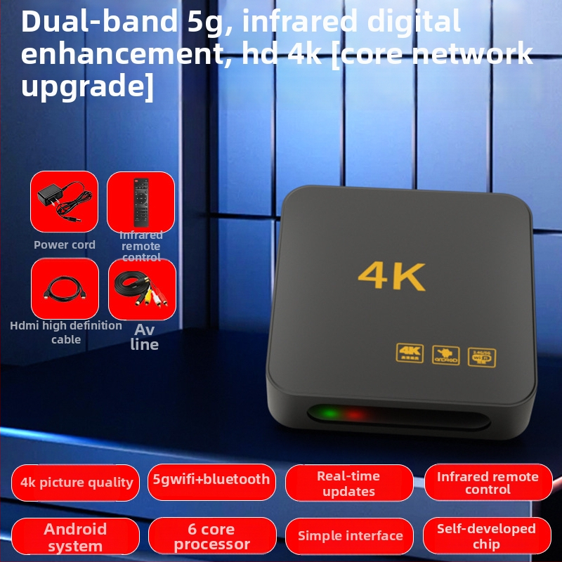 4K bezdrôtový set-top box s Wi-Fi, HDMI, USB a 128 MB pamäťou