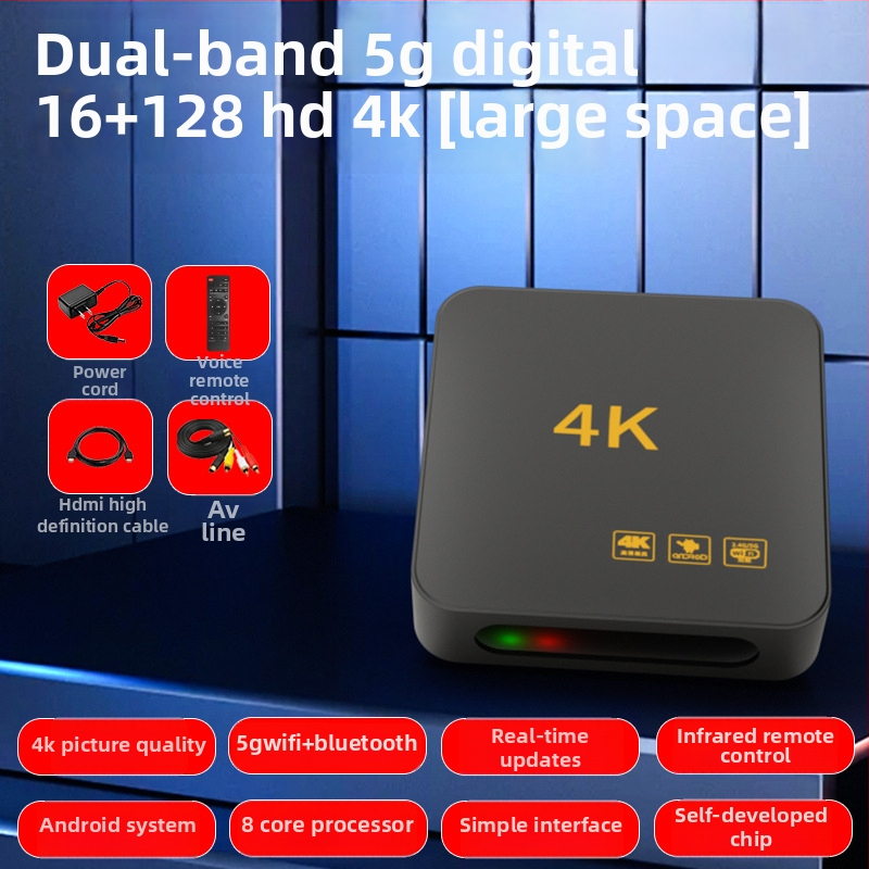 4K bezdrôtový set-top box s Wi-Fi, HDMI, USB a 128 MB pamäťou