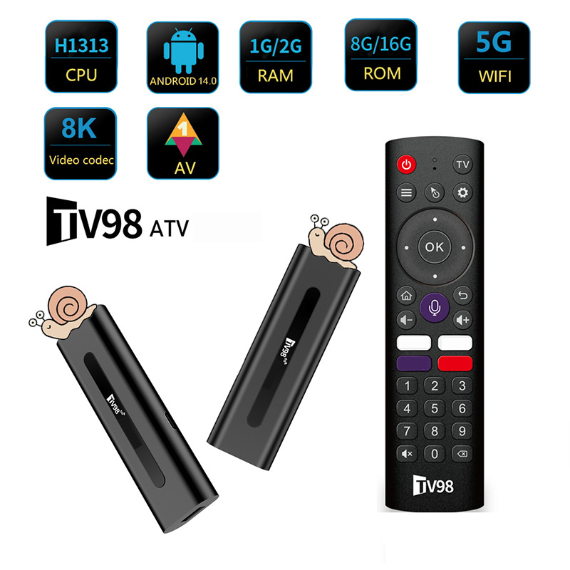 TV Box TV98 — Android 14, четириядрен процесор, 2GB RAM, 8GB вътрешна памет, 4K 3840x2160
