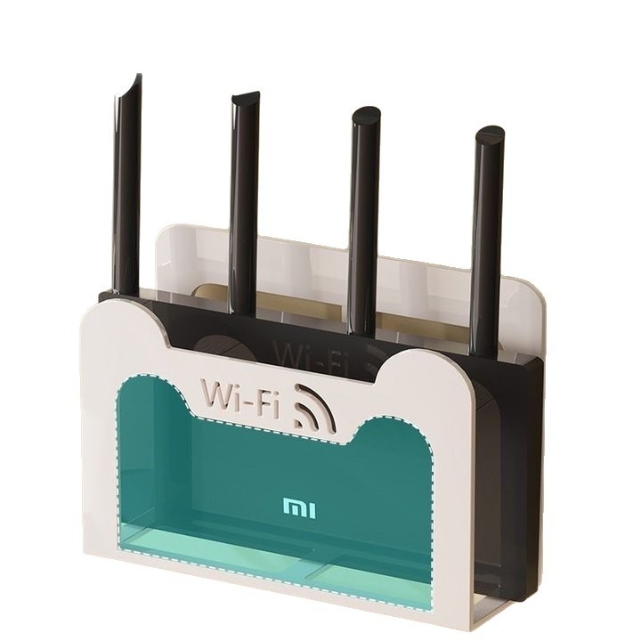 Drveni regaľ za pohranu usmjerivača, zidni nosač, 1 sloj, modernistički minimalistički dizajn, za usmjerivač, Wi-Fi i set-top kutiju