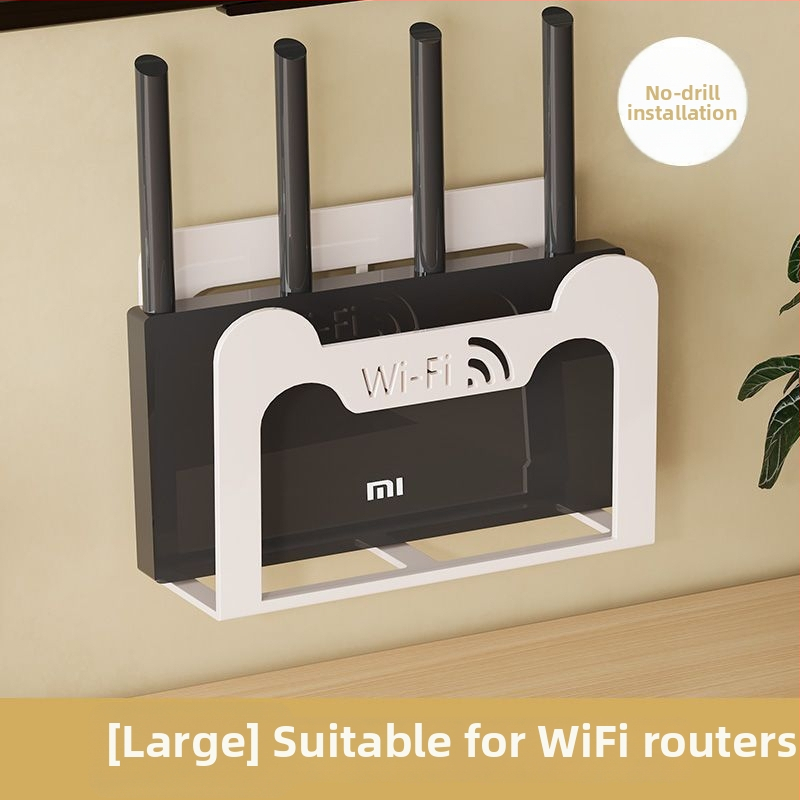 Drveni regaľ za pohranu usmjerivača, zidni nosač, 1 sloj, modernistički minimalistički dizajn, za usmjerivač, Wi-Fi i set-top kutiju