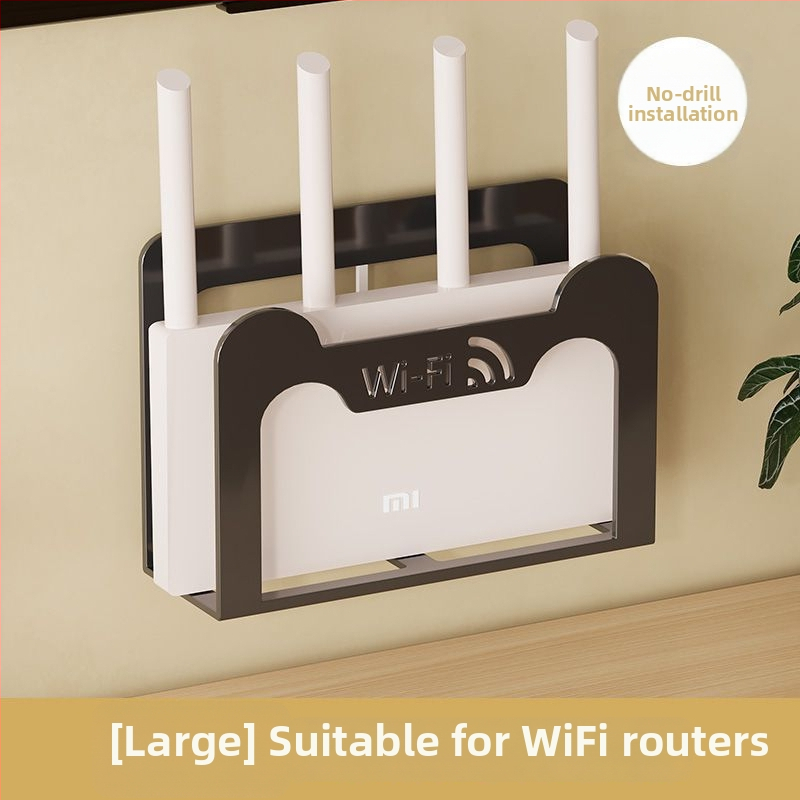 Drveni regaľ za pohranu usmjerivača, zidni nosač, 1 sloj, modernistički minimalistički dizajn, za usmjerivač, Wi-Fi i set-top kutiju