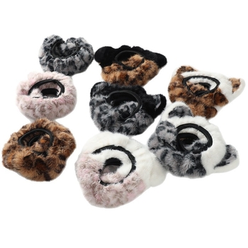 Kormánykerék borítás - rugalmas univerzális illeszkedés, téli plüss, csúszásmentes, leopard mintás füllel, Junluhao