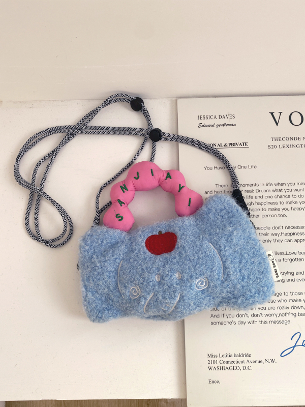 Crossbody torba od pliša za telefon, stil Cloud, zatvaranje zipom, podstava od poliestera, jedan remen
