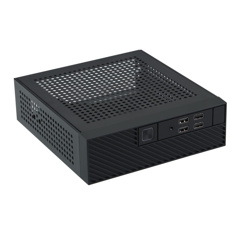 Mini ITX HTPC korpuss M10, no auksti valcēta tērauda, priekšējais USB 2.0, saderīgs ar ITX mātesplati, ārējais barošanas adapters, vertikāla vai horizontāla uzstādīšana