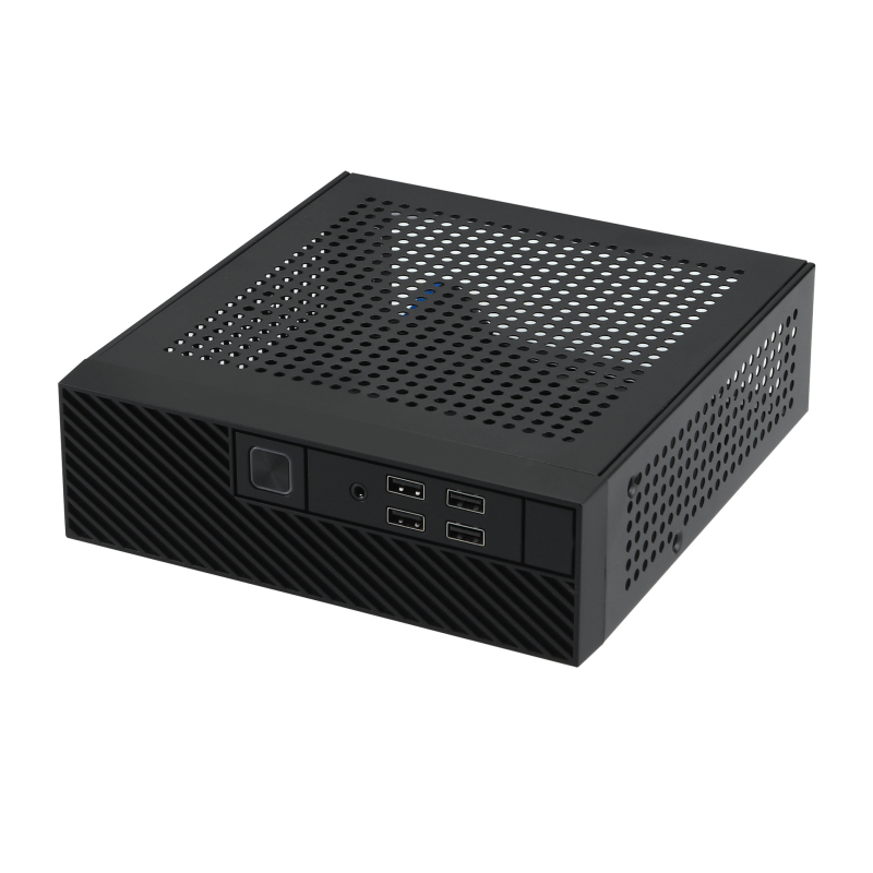 Mini ITX HTPC korpuss M10, no auksti valcēta tērauda, priekšējais USB 2.0, saderīgs ar ITX mātesplati, ārējais barošanas adapters, vertikāla vai horizontāla uzstādīšana