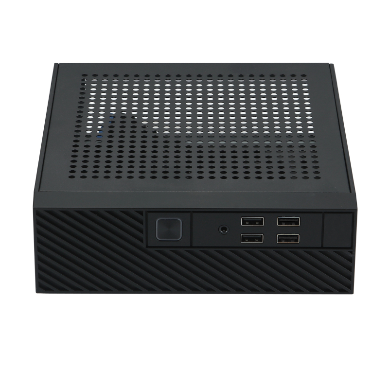 Mini ITX HTPC korpuss M10, no auksti valcēta tērauda, priekšējais USB 2.0, saderīgs ar ITX mātesplati, ārējais barošanas adapters, vertikāla vai horizontāla uzstādīšana