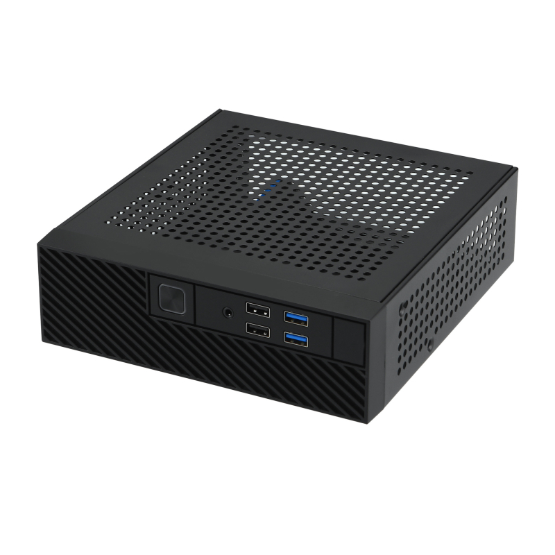 Mini ITX HTPC korpuss M10, no auksti valcēta tērauda, priekšējais USB 2.0, saderīgs ar ITX mātesplati, ārējais barošanas adapters, vertikāla vai horizontāla uzstādīšana