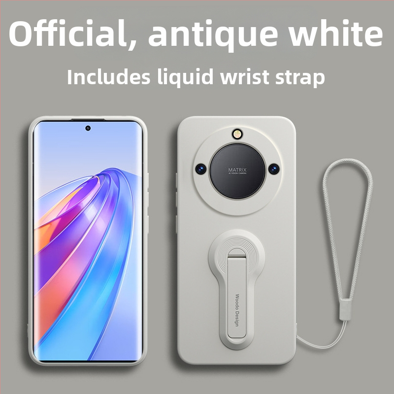 Honor X40 šķidrā silikona aizmugurējais vāciņš ar statīvu un rokas siksnu, pilna kameru aizsardzība, pret kritieniem