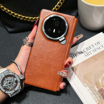 Carcasă pentru telefon Honor MagicV3 cu suport pentru lentile, balama pe axă centrală, piele naturală, protecție completă, rezistentă la șocuri și uzură