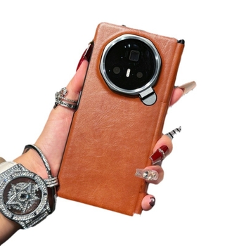 Carcasă pentru telefon Honor MagicV3 cu suport pentru lentile, balama pe axă centrală, piele naturală, protecție completă, rezistentă la șocuri și uzură