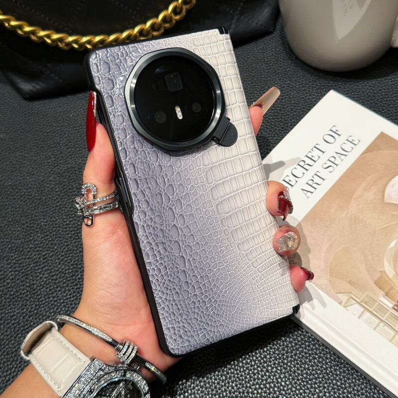 Carcasă pentru telefon Honor MagicV3 cu suport pentru lentile, balama pe axă centrală, piele naturală, protecție completă, rezistentă la șocuri și uzură