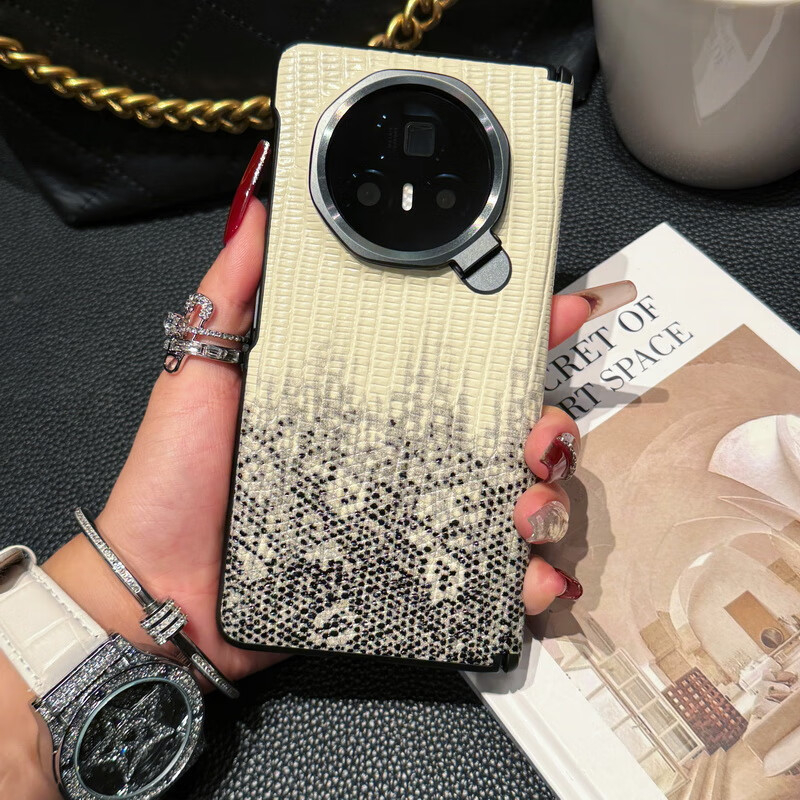 Carcasă pentru telefon Honor MagicV3 cu suport pentru lentile, balama pe axă centrală, piele naturală, protecție completă, rezistentă la șocuri și uzură