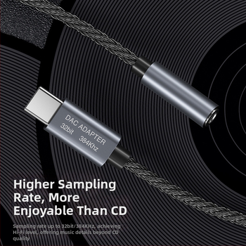 KinMax BA02_R2 HiFi DAC és fejhallgató-amp, Type-C 3,5 mm adapter, kompatibilis Huawei, Samsung, Google, Xiaomi, HTC eszközökkel, tabletekkel és számítógépekkel