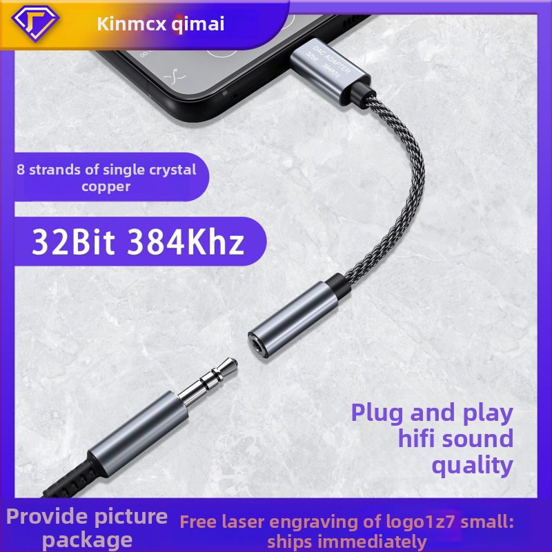 KinMax BA02_R2 HiFi DAC és fejhallgató-amp, Type-C 3,5 mm adapter, kompatibilis Huawei, Samsung, Google, Xiaomi, HTC eszközökkel, tabletekkel és számítógépekkel