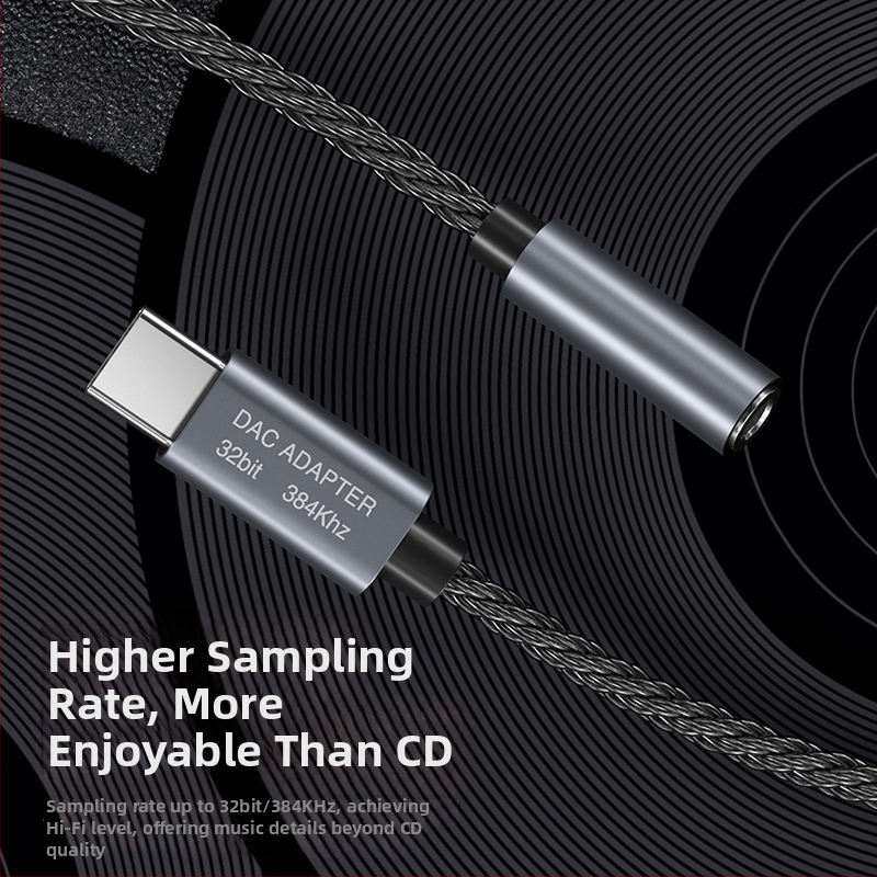 KinMax BA02_R2 HiFi DAC és fejhallgató-amp, Type-C 3,5 mm adapter, kompatibilis Huawei, Samsung, Google, Xiaomi, HTC eszközökkel, tabletekkel és számítógépekkel