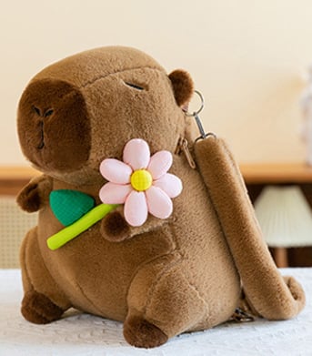 Capybara λούτρινο backpack - ζωικό λούτρινο τσαντάκι με πλήρωση PP βαμβάκι, για ηλικίες 14+