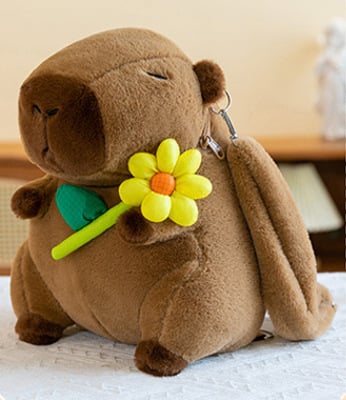 Capybara λούτρινο backpack - ζωικό λούτρινο τσαντάκι με πλήρωση PP βαμβάκι, για ηλικίες 14+