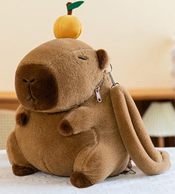 Capybara λούτρινο backpack - ζωικό λούτρινο τσαντάκι με πλήρωση PP βαμβάκι, για ηλικίες 14+