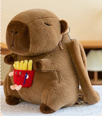 Capybara λούτρινο backpack - ζωικό λούτρινο τσαντάκι με πλήρωση PP βαμβάκι, για ηλικίες 14+