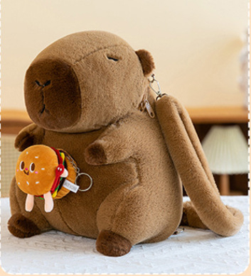 Capybara λούτρινο backpack - ζωικό λούτρινο τσαντάκι με πλήρωση PP βαμβάκι, για ηλικίες 14+