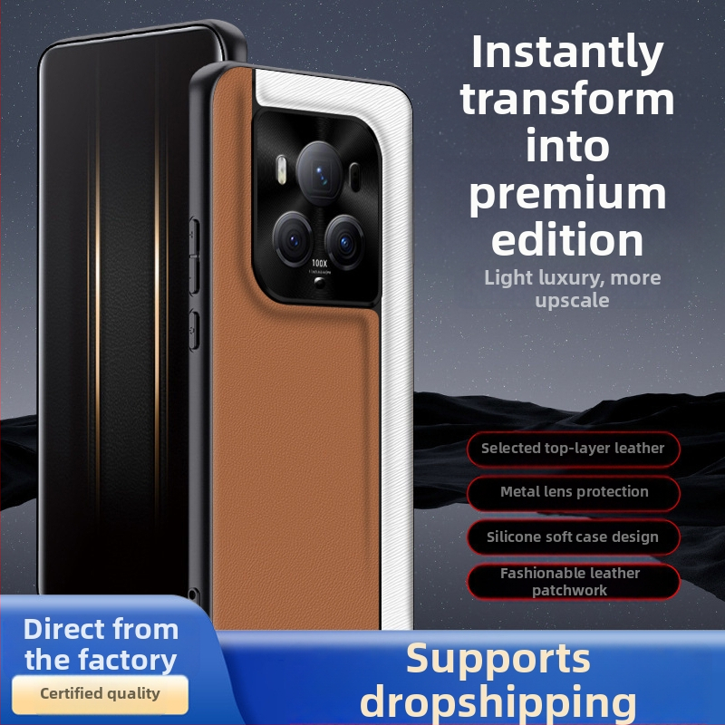 QML obal na telefón pre Honor Magic6Pro, z imitovanej kože, matný povrch, kockovaný vzor, ochrana proti pádu