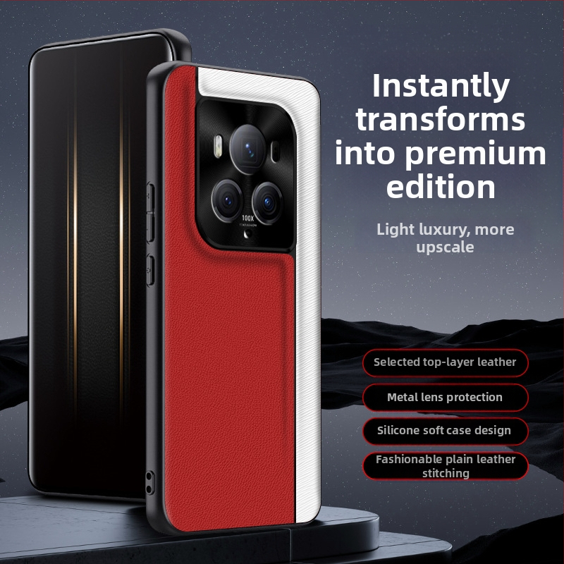 QML obal na telefón pre Honor Magic6Pro, z imitovanej kože, matný povrch, kockovaný vzor, ochrana proti pádu