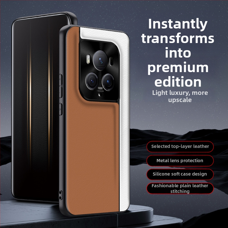 QML obal na telefón pre Honor Magic6Pro, z imitovanej kože, matný povrch, kockovaný vzor, ochrana proti pádu