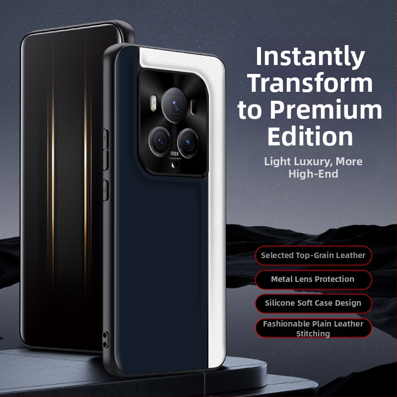 QML obal na telefón pre Honor Magic6Pro, z imitovanej kože, matný povrch, kockovaný vzor, ochrana proti pádu