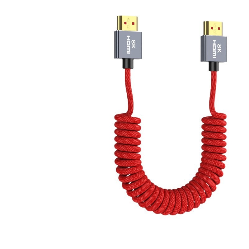 HDMI L-образен кабел с пружинен дизайн, 0.3 m дължина, позлатени медни проводници, HDMI към HDMI адаптер за камери, монитори и карти за видеозапис