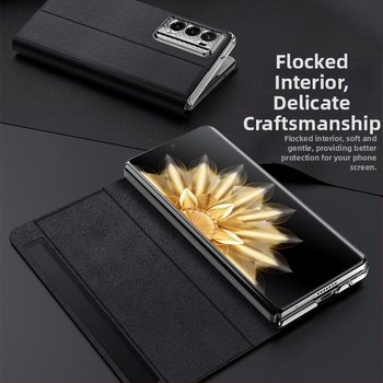 Carcasă din piele pentru Honor Magic V2, cu suport încorporat și fereastră inteligentă de somn – protecție la șocuri, disipare a căldurii, antiamprentă, rezistentă la uzură