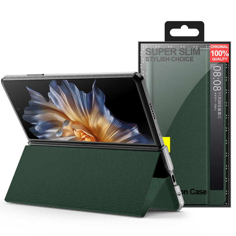 Carcasă din piele pentru Honor Magic V2, cu suport încorporat și fereastră inteligentă de somn – protecție la șocuri, disipare a căldurii, antiamprentă, rezistentă la uzură