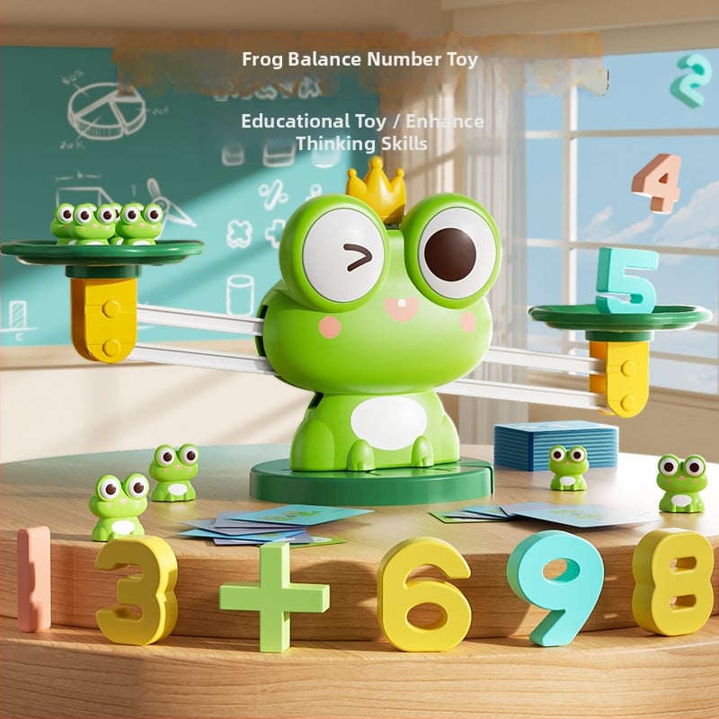 Образователна жаба-игра за развитие на логика и математика — балансова играчка за деца 4–6 г., пластмасова, неелектрическа, родителско-детско взаимодействие