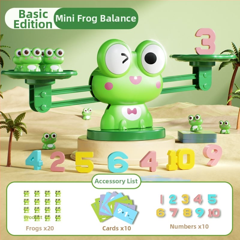 Образователна жаба-игра за развитие на логика и математика — балансова играчка за деца 4–6 г., пластмасова, неелектрическа, родителско-детско взаимодействие