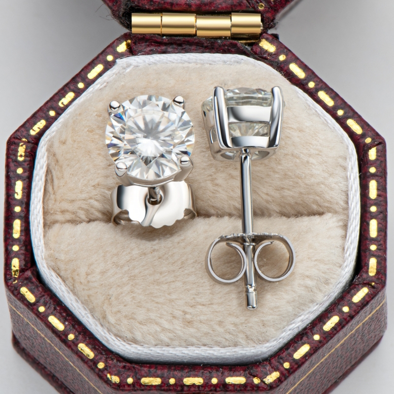 Ženske naušnice od moissanita, montura s četiri kandže, S925 srebro, pozlata 18K, geometrijski modern stil