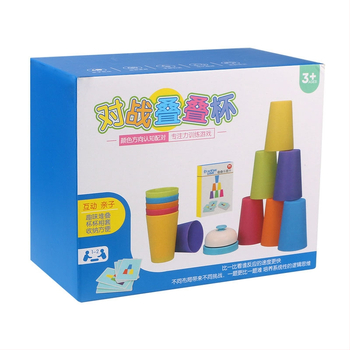 Чаши за подреждане - двуигрова интерактивна образователна играчка за деца (Пластмаса; възраст 4–6 г.; визуално разпознаване; трениране на когнитивното мислене)