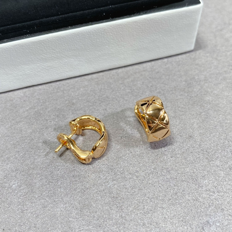 Naušnice CNC izgravane u rombo oblik, bez dijamanata, elegantan ležerni luksuz, V gold, za žene
