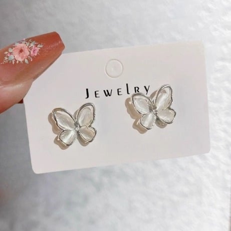 Cercei cu clips magnetici – design floare de camelia și fluture, fără găuri, unisex, Pangyi, primăvara 2025