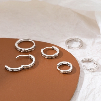 S925 srebro Geometrijski romboidni ear cuffs i hoop naušnice, elektroplatiranje, lagani luksuzni stil, za žene