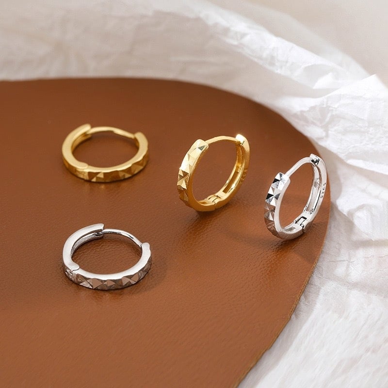 S925 srebro Geometrijski romboidni ear cuffs i hoop naušnice, elektroplatiranje, lagani luksuzni stil, za žene